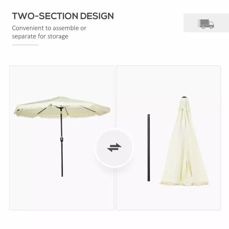 Parasol déporté de 9 pieds avec bouton poussoir d'inclinaison, manivelle à glands et 8 baleines, parasols d'ombrage pour le jardin