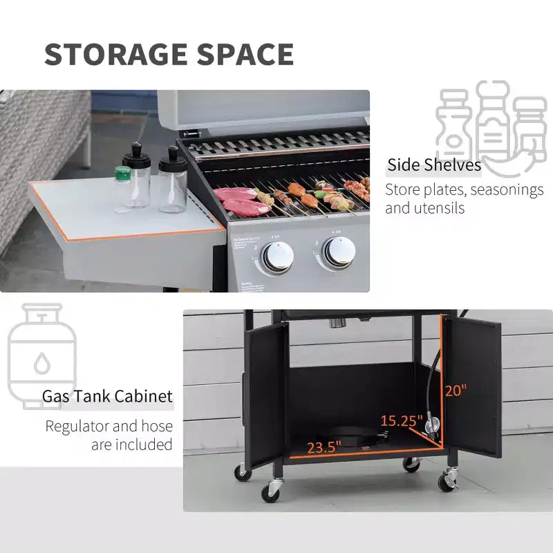 Barbecue 52 po avec roues 4+1 brûleurs au propane. Grill au gaz style armoire avec brûleur latéral, grille de réchaud, armoire de rangement