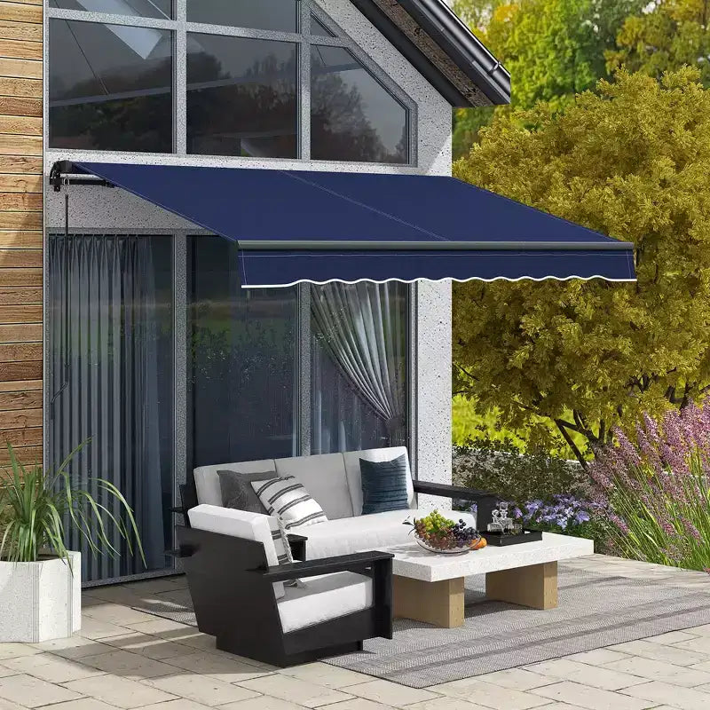Store banne rétractable 2,4 x 2 m, abri pare-soleil 280 g/m² résistant aux UV pour terrasse, balcon, jardin, bleu