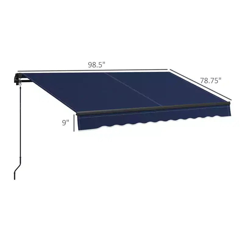 Store banne rétractable 2,4 x 2 m, abri pare-soleil 280 g/m² résistant aux UV pour terrasse, balcon, jardin, bleu