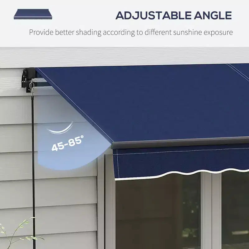 Store banne rétractable 2,4 x 2 m, abri pare-soleil 280 g/m² résistant aux UV pour terrasse, balcon, jardin, bleu