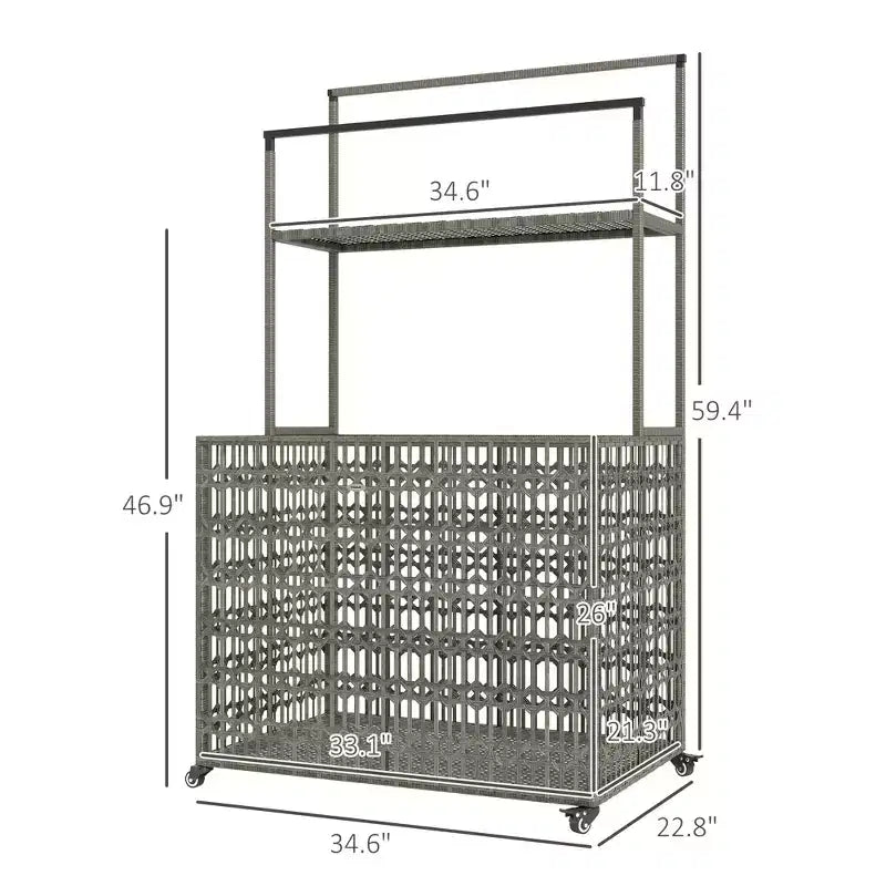 Organisateur de rangement flottant pour piscine en osier, support flottant pour piscine en rotin PE avec étagère à panier, barres à serviettes, nouilles, gilets de sauvetage, ballons de plage, gris mélangé