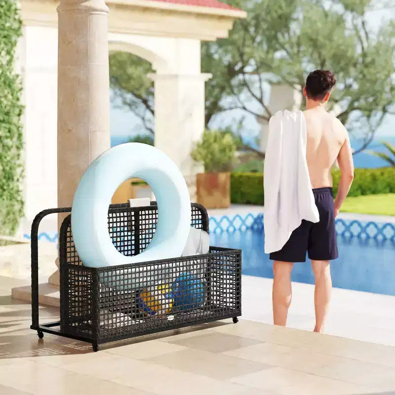 Rangement pour flotteurs de piscine, Chariot de piscine, avec roulettes, 43,25 L x 22,5 l x 28 H, Gris foncé