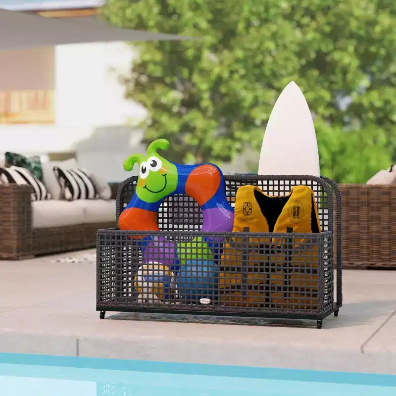 Rangement pour flotteurs de piscine, Chariot de piscine, avec roulettes, 43,25 L x 22,5 l x 28 H, Gris foncé