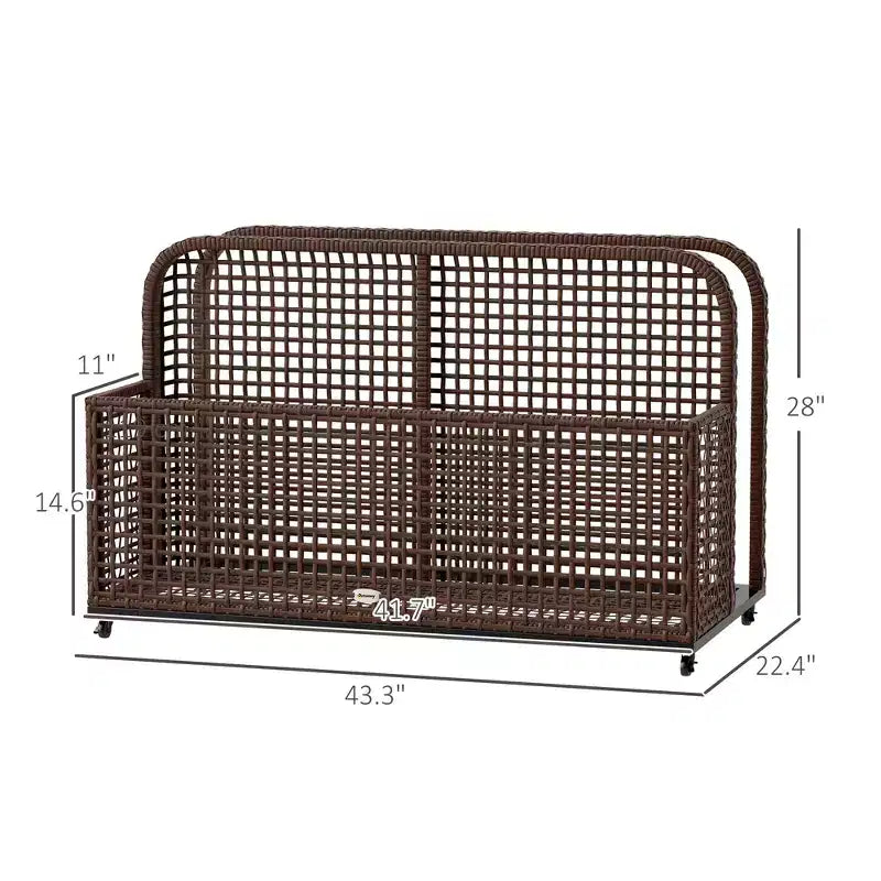 Rangement flottant pour piscine, support de piscine, avec roues, 43,25 L x 22,5 l x 28 H, marron