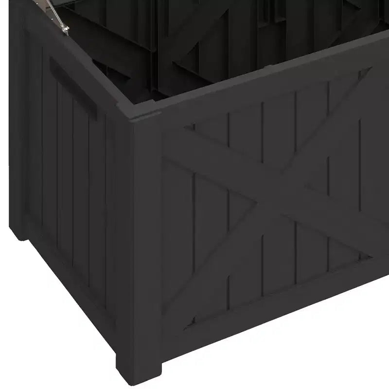 Coffre de rangement extérieur en résine de 450 litres, grand, en forme de X sur le devant, banc de rangement imperméable pour coussins