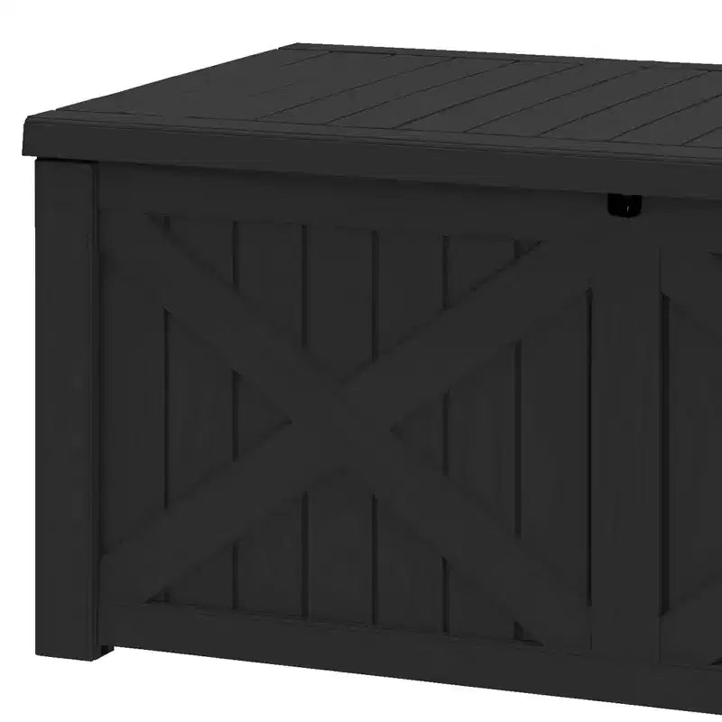 Coffre de rangement extérieur en résine de 450 litres, grand, en forme de X sur le devant, banc de rangement imperméable pour coussins