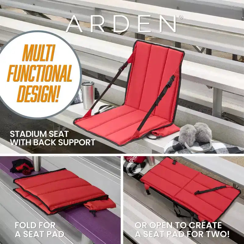 Siège de stade chauffant, pliable, léger avec sangle de transport, coussin en mousse pour plus de confort, réglable, support dorsal