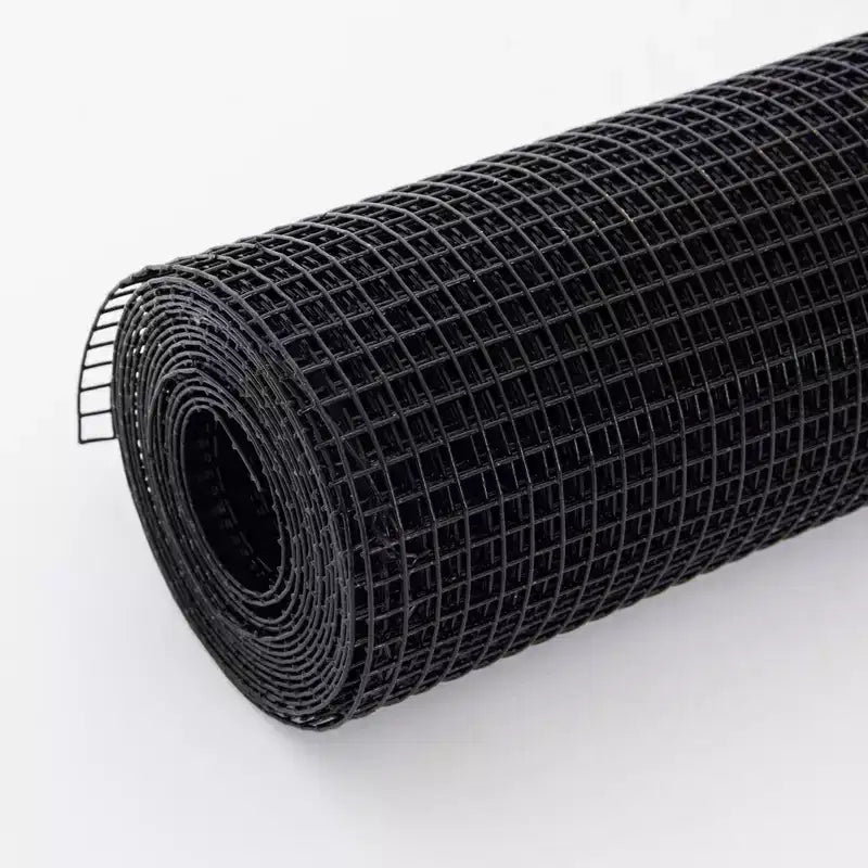 Treillis métallique soudé en PVC, 19 Ga, 1/4 po, 36 po x 50 pi, en fil de fer galvanisé et enduit de vinyle noir