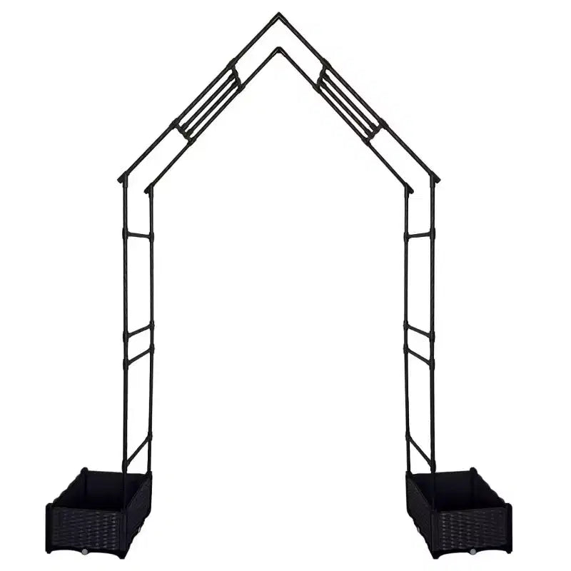 GustoWave Garden Arbor Trellis with 2 Planter Boxes for Climbing Plants, Black
