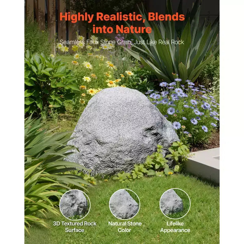 Cache-roc artificiel, Couverture de puits à pompe extérieure imitation roche, Texture naturelle réaliste, Rocher artificiel en polyrésine léger et résistant aux intempéries, Gris
