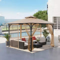 Moustiquaire de rechange pour tonnelle, compatible avec la plupart des tonnelles de 3 x 3 x 2,1 m, rideau de tonnelle, filet de jardin extérieur, filet en maille à 4 panneaux, marron