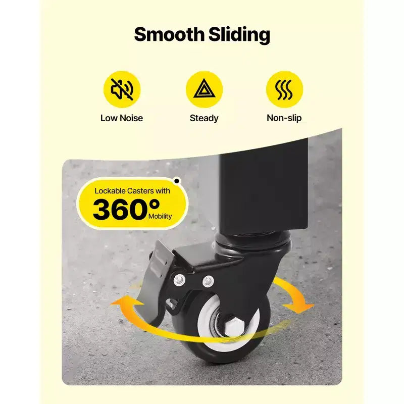 Portail de sécurité simple repliable, portail ciseaux verrouillable avec roulettes pivotantes à 360°, barrière extérieure rétractable en acier, 240 x 220,5 cm, Noir