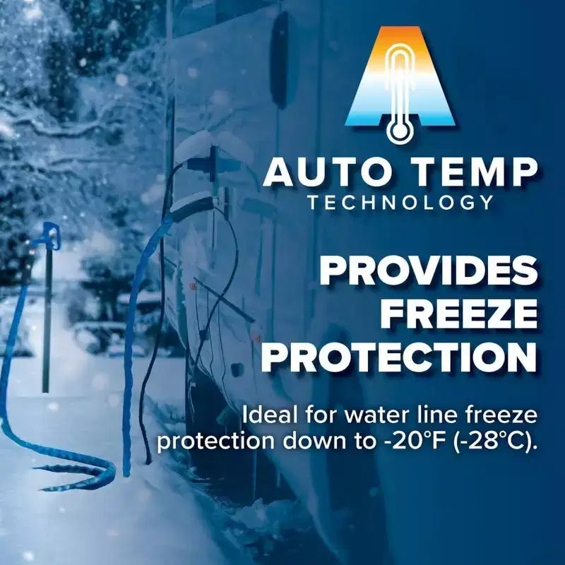 Tuyau d'eau chauffant de 50 pi pour VR avec protection antigel et adaptateur, bleu