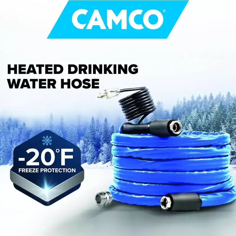 Tuyau d'eau chauffant de 50 pi pour VR avec protection antigel et adaptateur, bleu