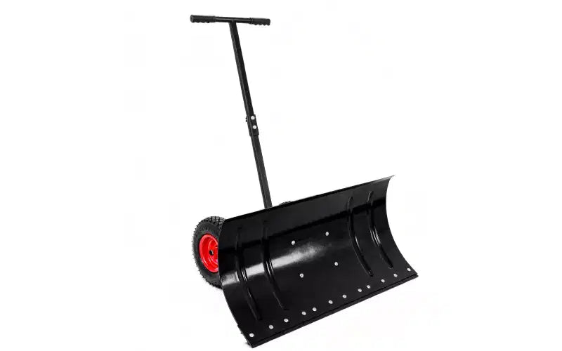 Snow Shovel with Wheels & Snow Pusher, Cushioned Adjustable Handle, 29 Blade, 10 Wheels (Black)