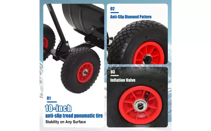 Pelle à neige à roulettes et chasse-neige, manche réglable rembourré, lame de 74 cm, roues de 25 cm (noir)