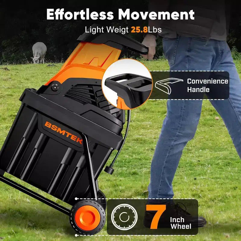 Broyeur à végétaux électrique avec bac de ramassage de 50 L pour le nettoyage de la cour et le paillage du jardin