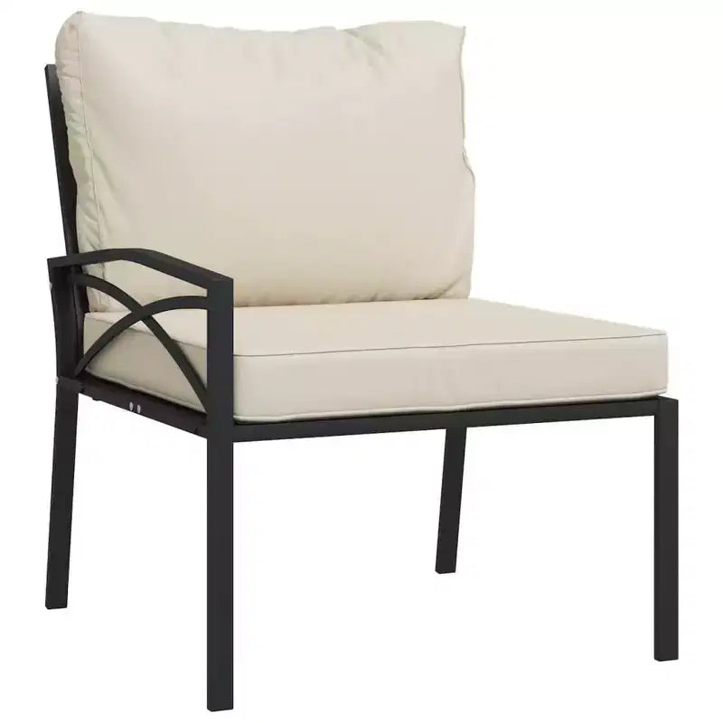 Chaise de jardin 2 pièces avec coussins et accoudoirs, en métal
