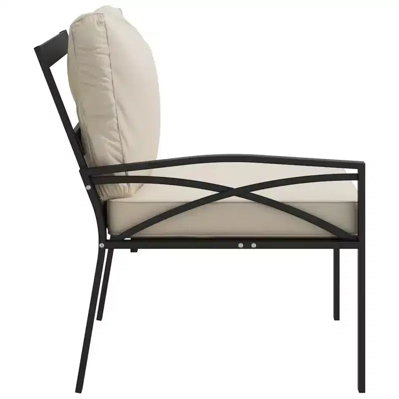 Chaise de jardin 2 pièces avec coussins et accoudoirs, en métal