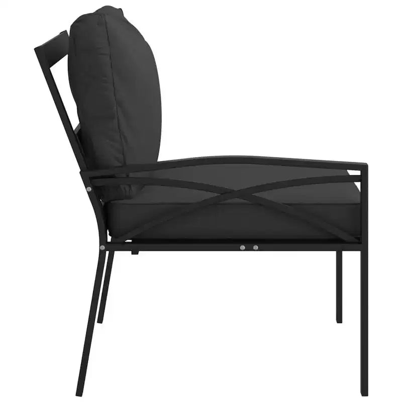 Chaise de jardin 2 pièces avec coussins et accoudoirs, en métal