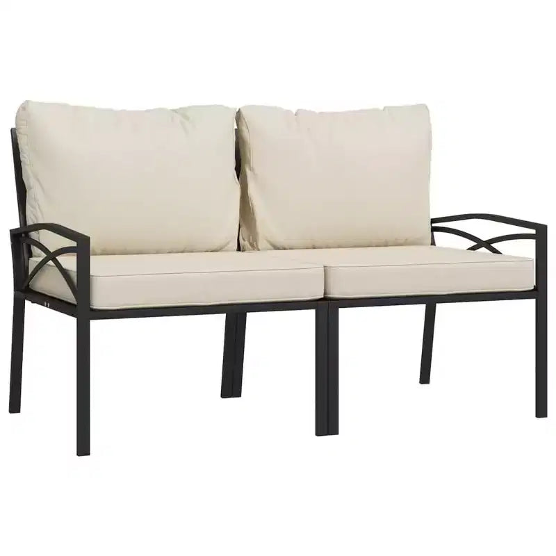 Chaise de jardin 2 pièces avec coussins et accoudoirs, en métal