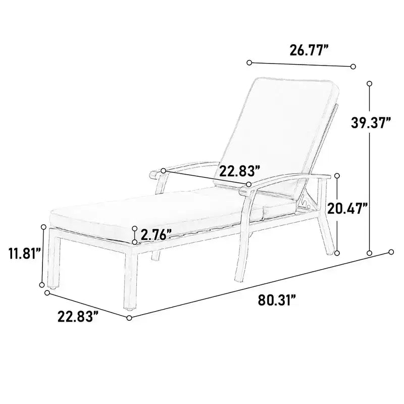 Chaises longues de patio, chaise longue d'extérieur en fonte d'aluminium