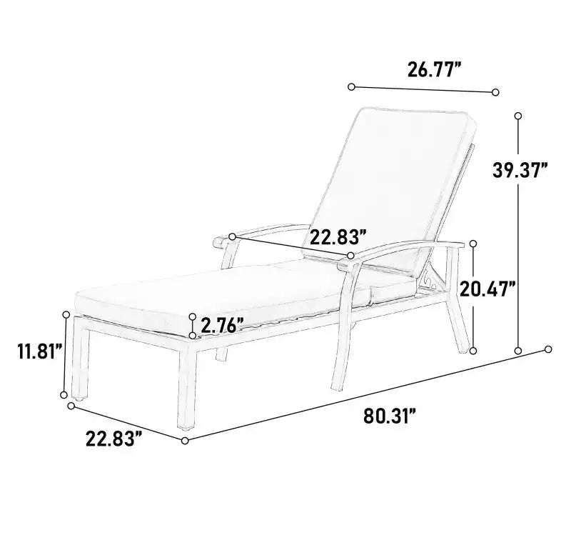 Chaises longues de patio, chaise longue d'extérieur en fonte d'aluminium