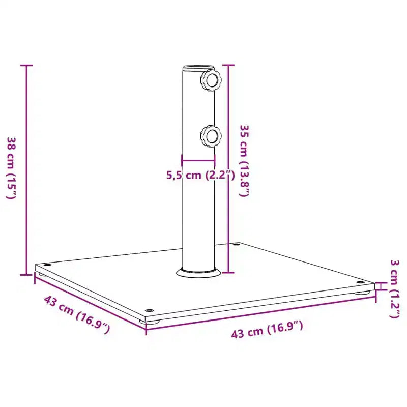 Pied de Parasol Base de Parasol Support de Parasol Jardin Extérieur 17 kg Carré