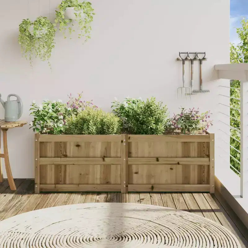 Jardinière décorative d'extérieur en bois de pin massif pour plantes et fleurs