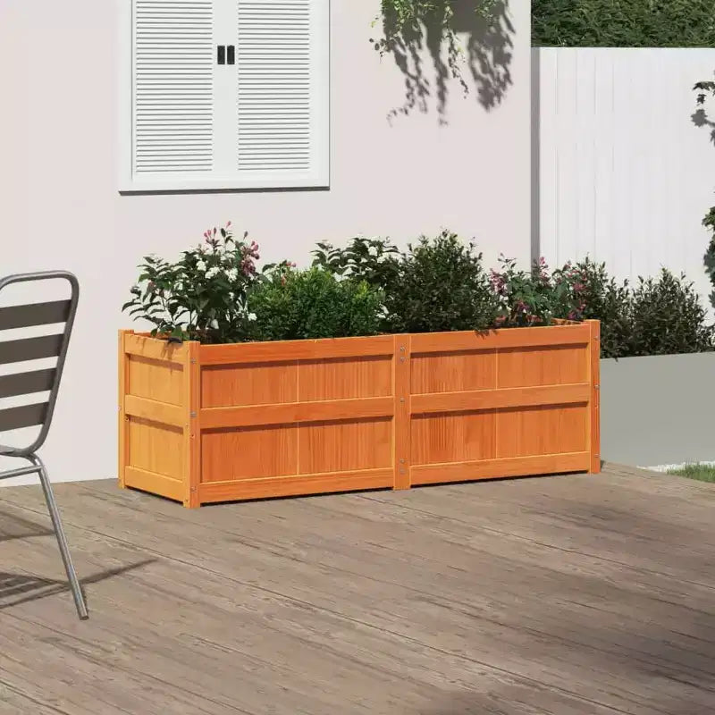 Jardinière décorative d'extérieur en bois de pin massif pour plantes et fleurs