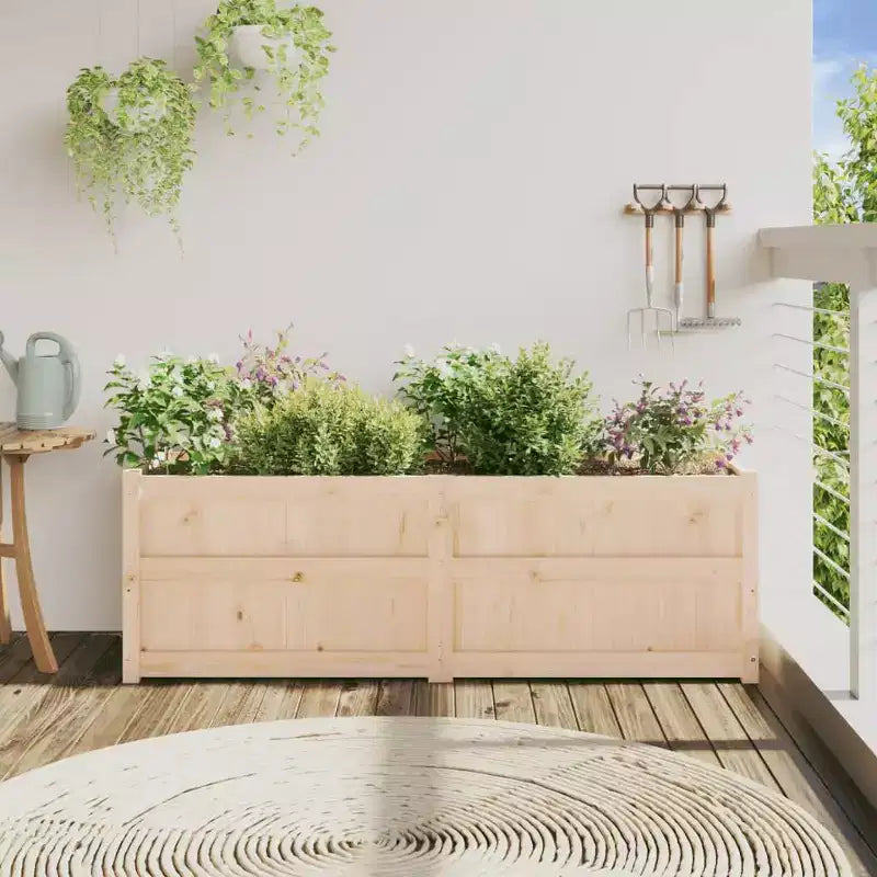 Jardinière décorative d'extérieur en bois de pin massif pour plantes et fleurs