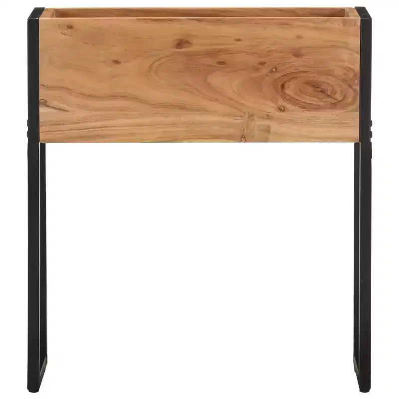 vidaXL Planter Natural wood with black metal frame