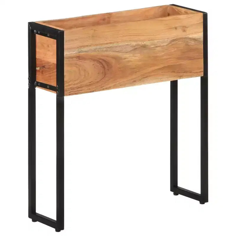 Jardinière en bois naturel avec cadre en métal noir