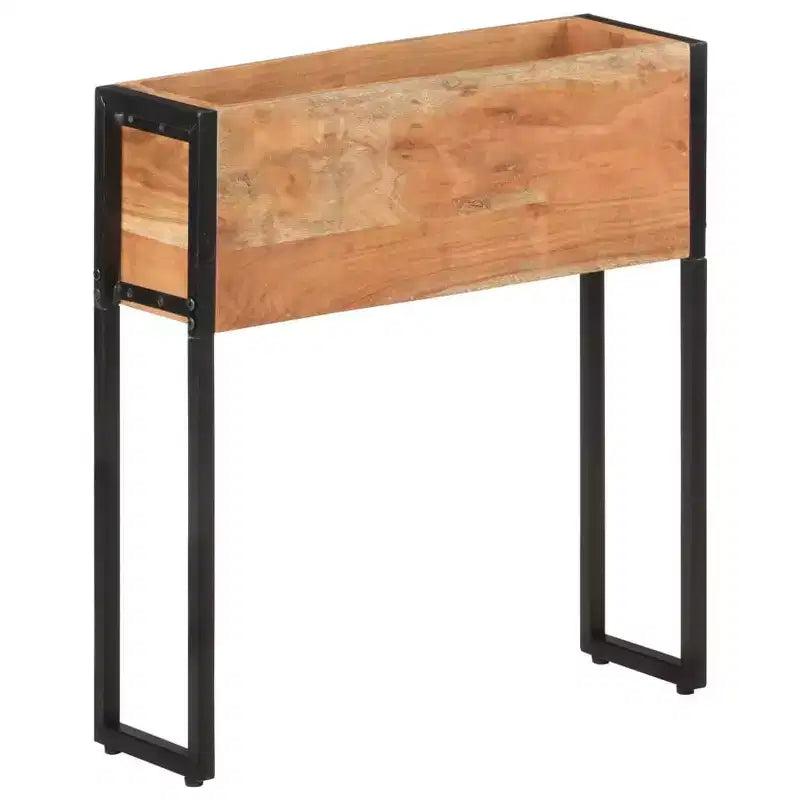 Jardinière en bois naturel avec cadre en métal noir