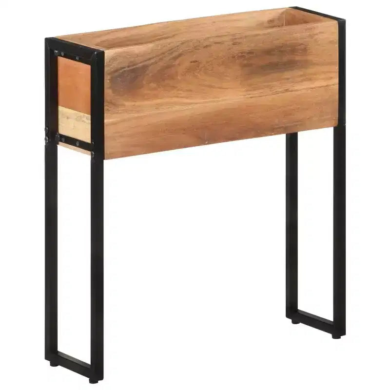 Jardinière en bois naturel avec cadre en métal noir