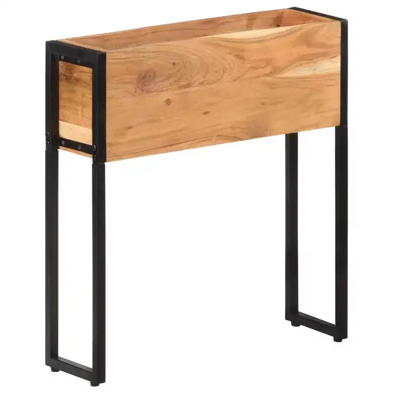 Jardinière en bois naturel avec cadre en métal noir