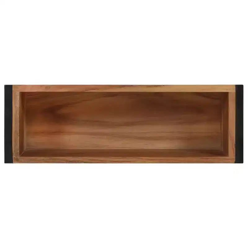 Jardinière en bois naturel avec cadre en métal noir