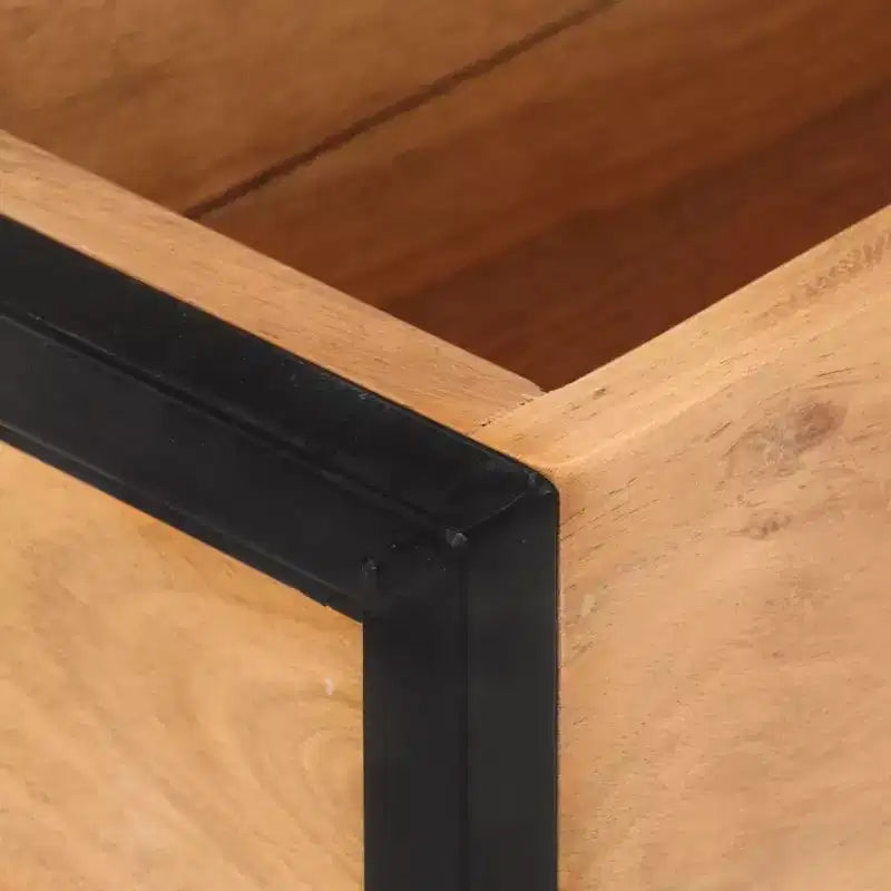 Jardinière en bois naturel avec cadre en métal noir