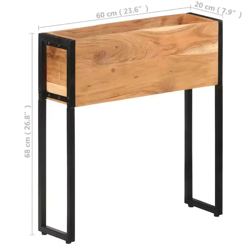 Jardinière en bois naturel avec cadre en métal noir