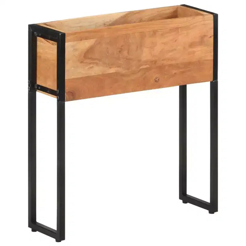 Jardinière en bois naturel avec cadre en métal noir
