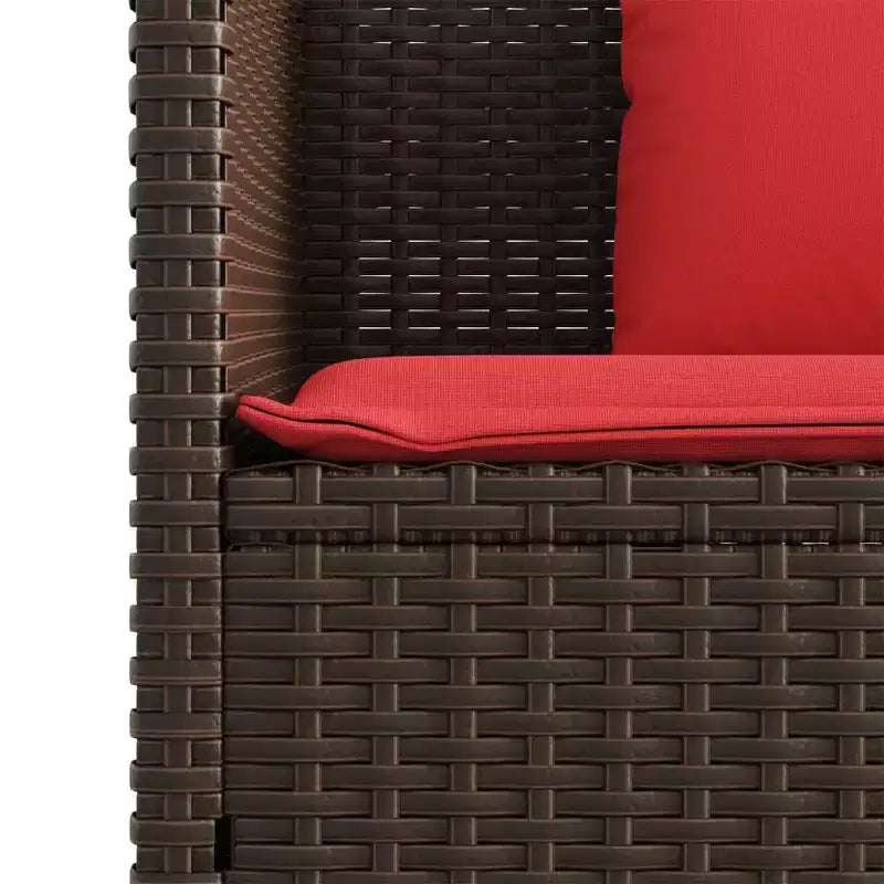 Banc de patio avec coussins, causeuse d'extérieur en rotin synthétique