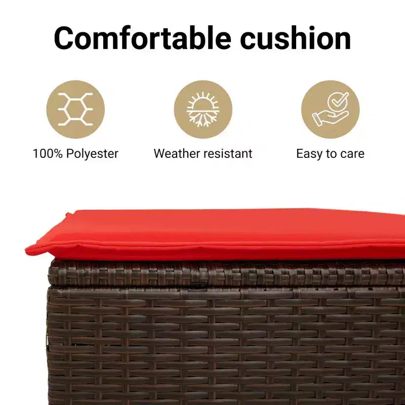 Banc de patio avec coussins, causeuse d'extérieur en rotin synthétique