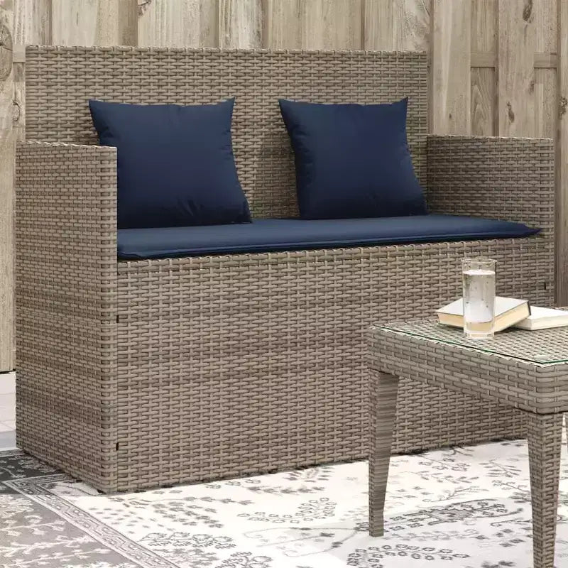 Banc de patio avec coussins, causeuse d'extérieur en rotin synthétique