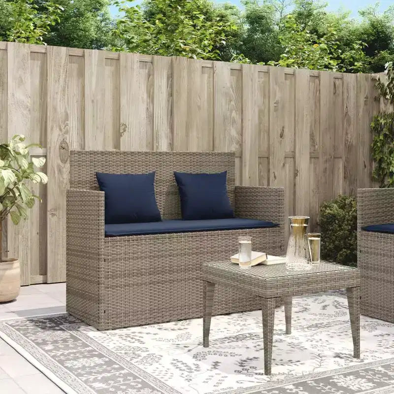 Banc de patio avec coussins, causeuse d'extérieur en rotin synthétique