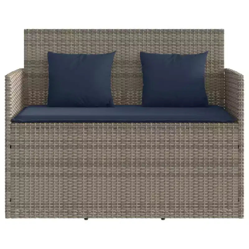 Banc de patio avec coussins, causeuse d'extérieur en rotin synthétique
