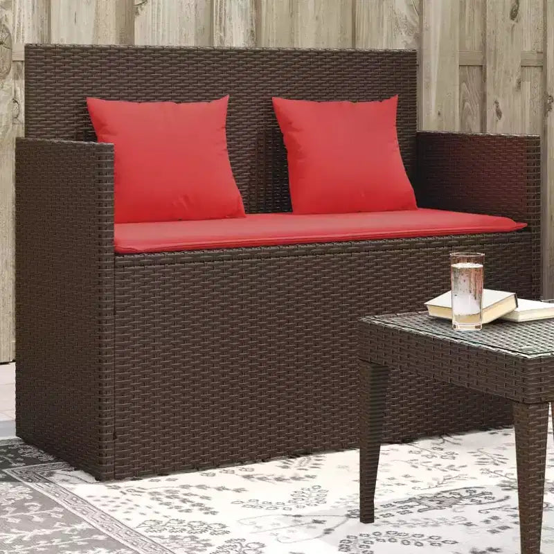 Banc de patio avec coussins, causeuse d'extérieur en rotin synthétique
