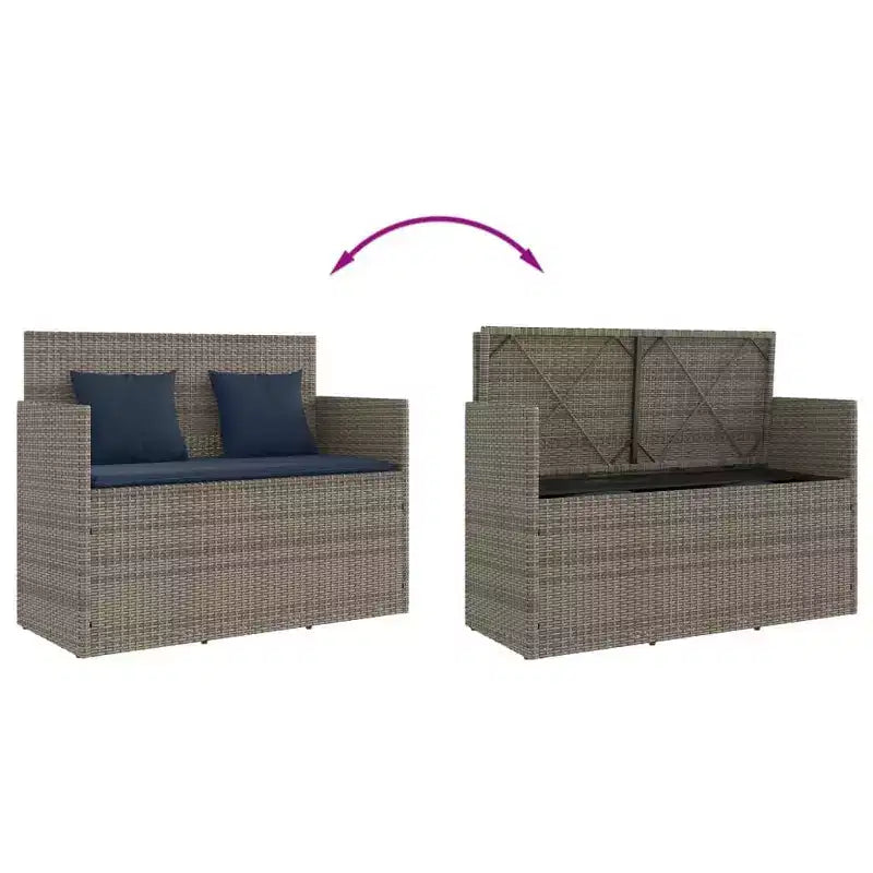 Banc de patio avec coussins, causeuse d'extérieur en rotin synthétique