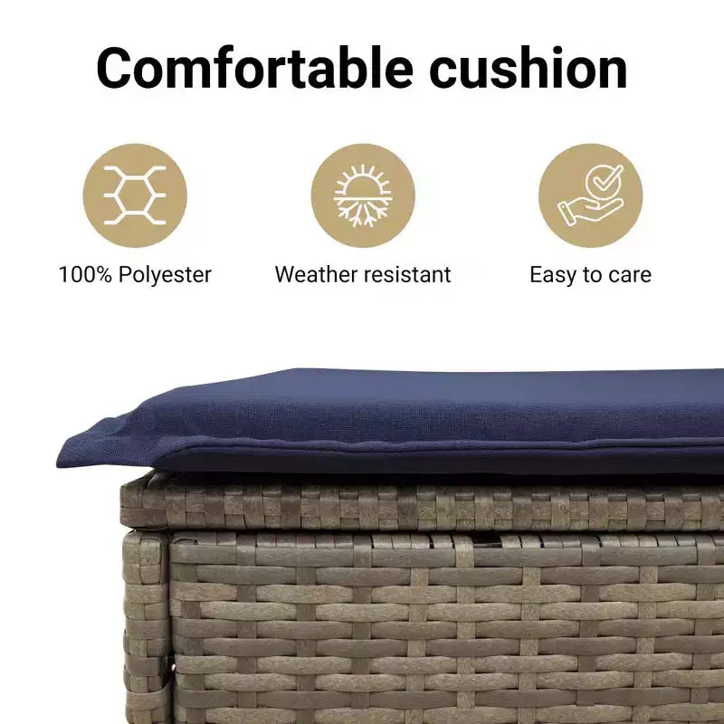 Banc de patio avec coussins, causeuse d'extérieur en rotin synthétique