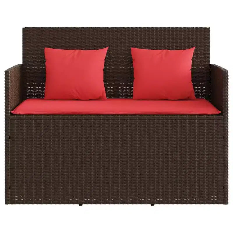 Banc de patio avec coussins, causeuse d'extérieur en rotin synthétique